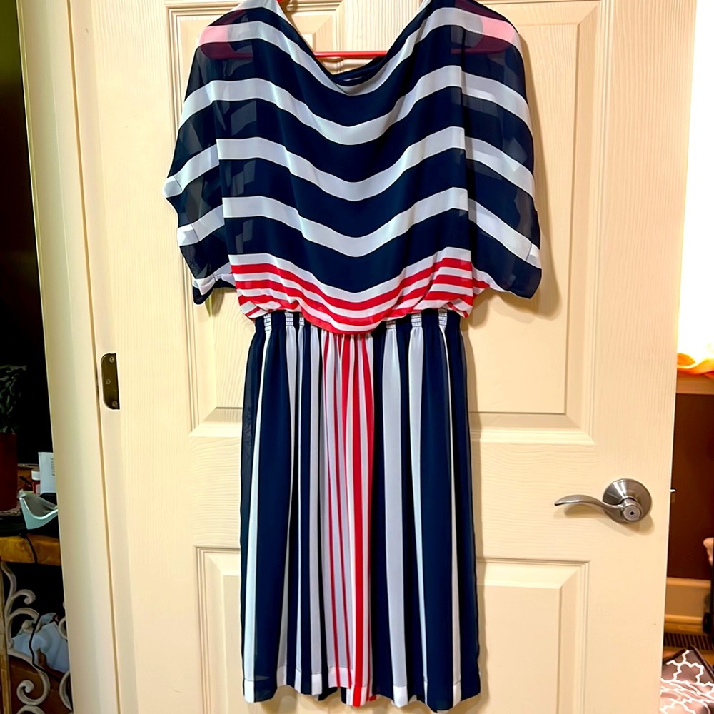 Shelby & Palmer stripe dress in Red White & Blue